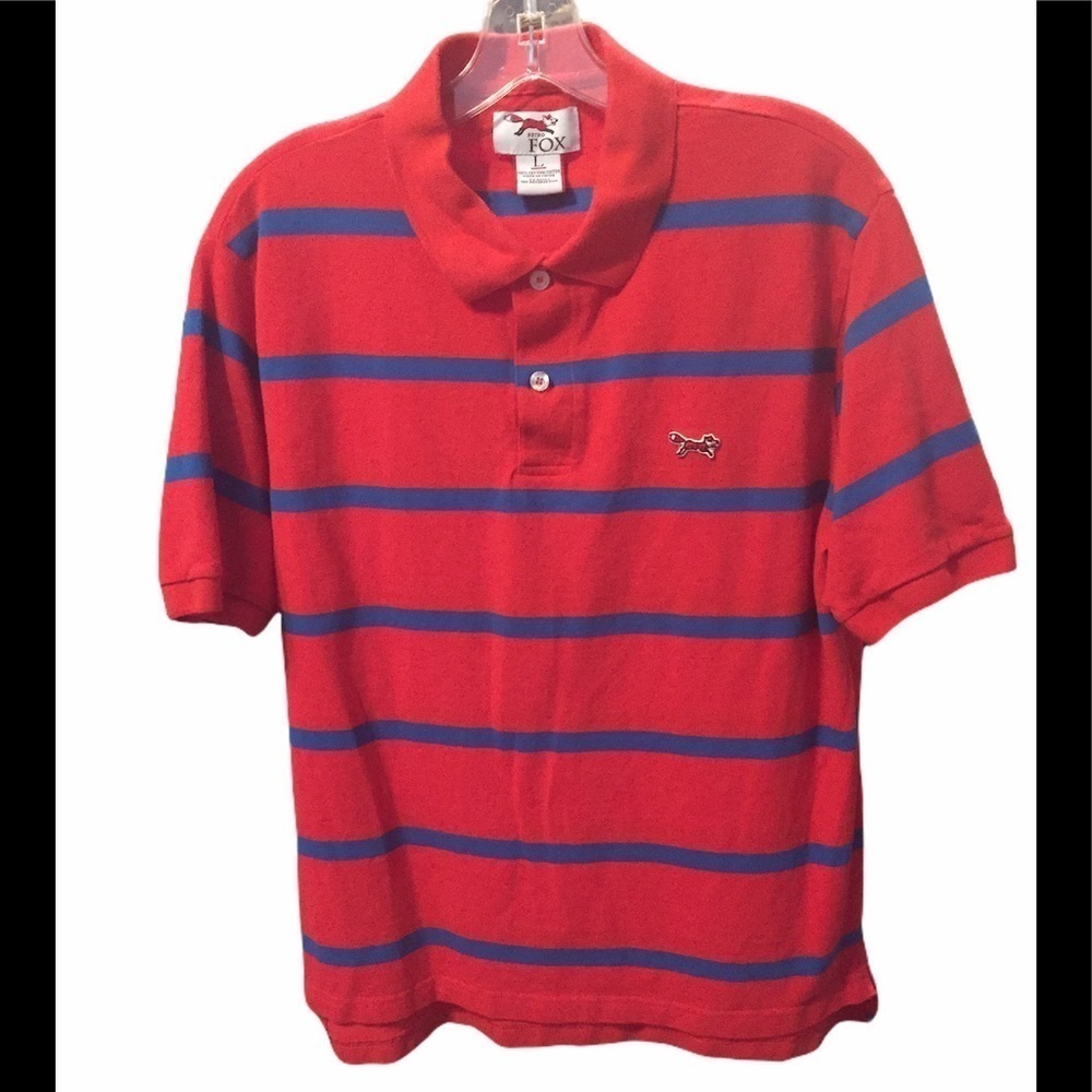 Retro Fox striped 100% cotton polo